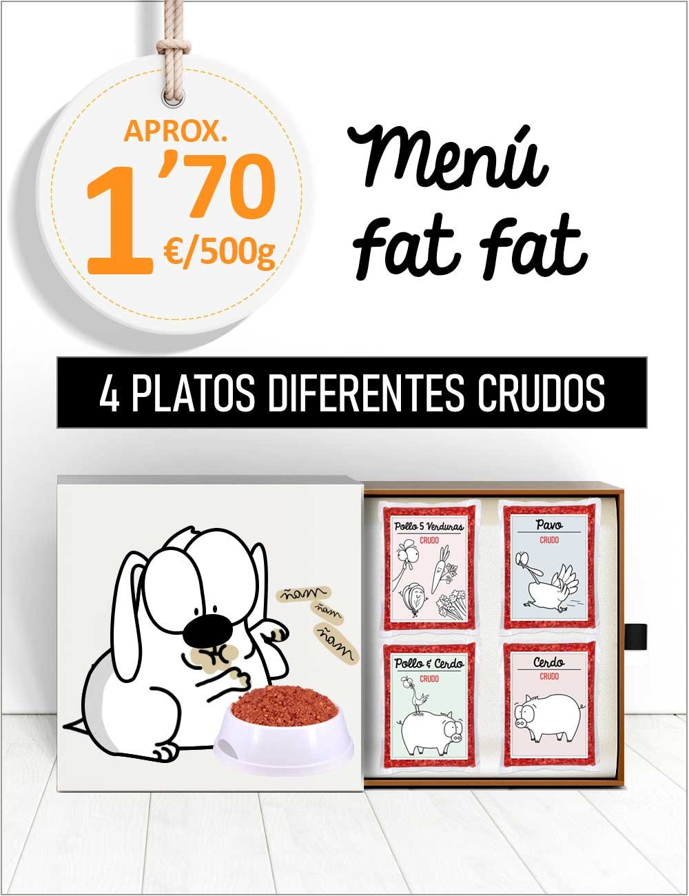Menú Perros con Obesidad CRUDO de 5 a 10kg GUAU AND CAT - 1