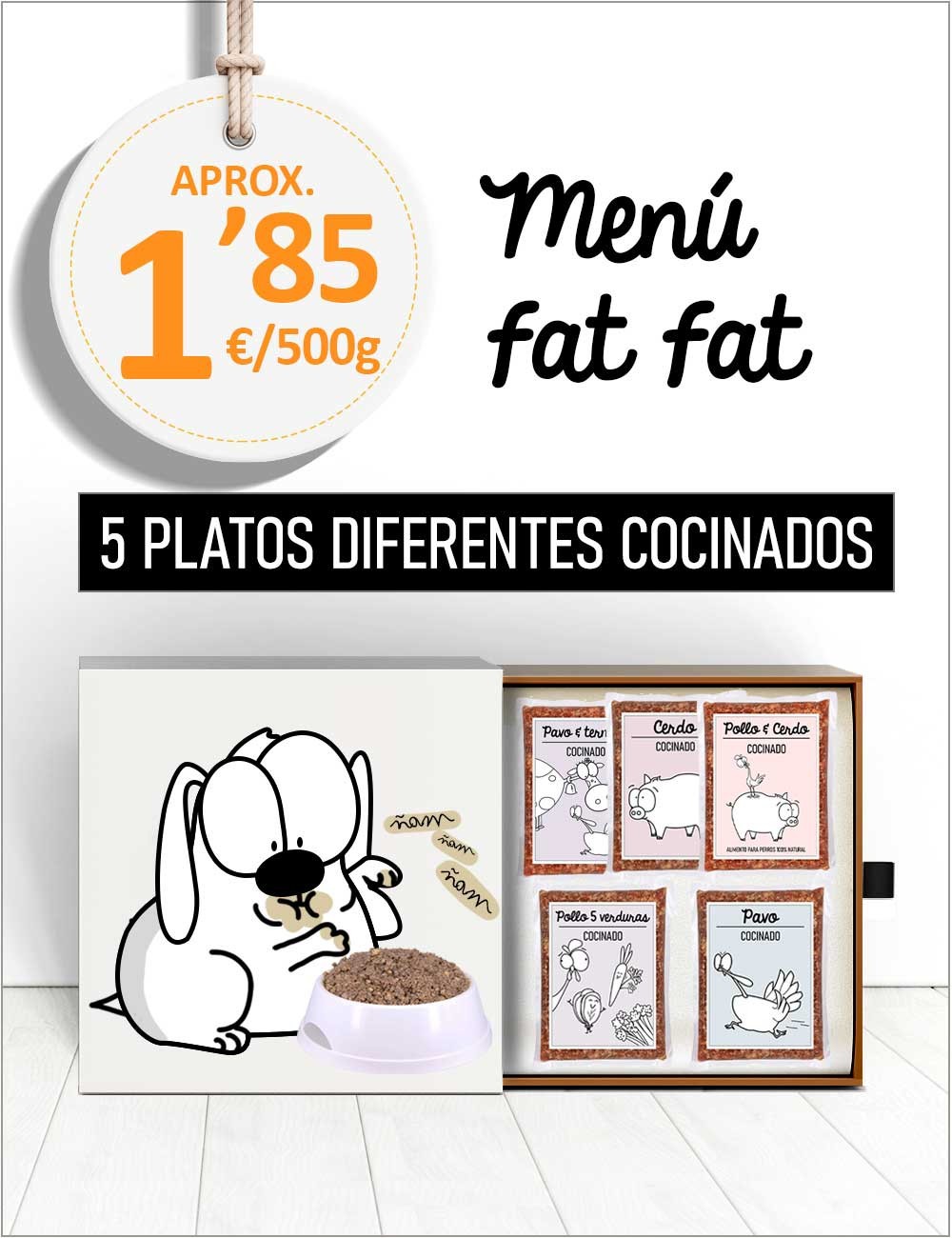 Menú Perros con Obesidad COCINADO de 5 a 10kg GUAU AND CAT - 1