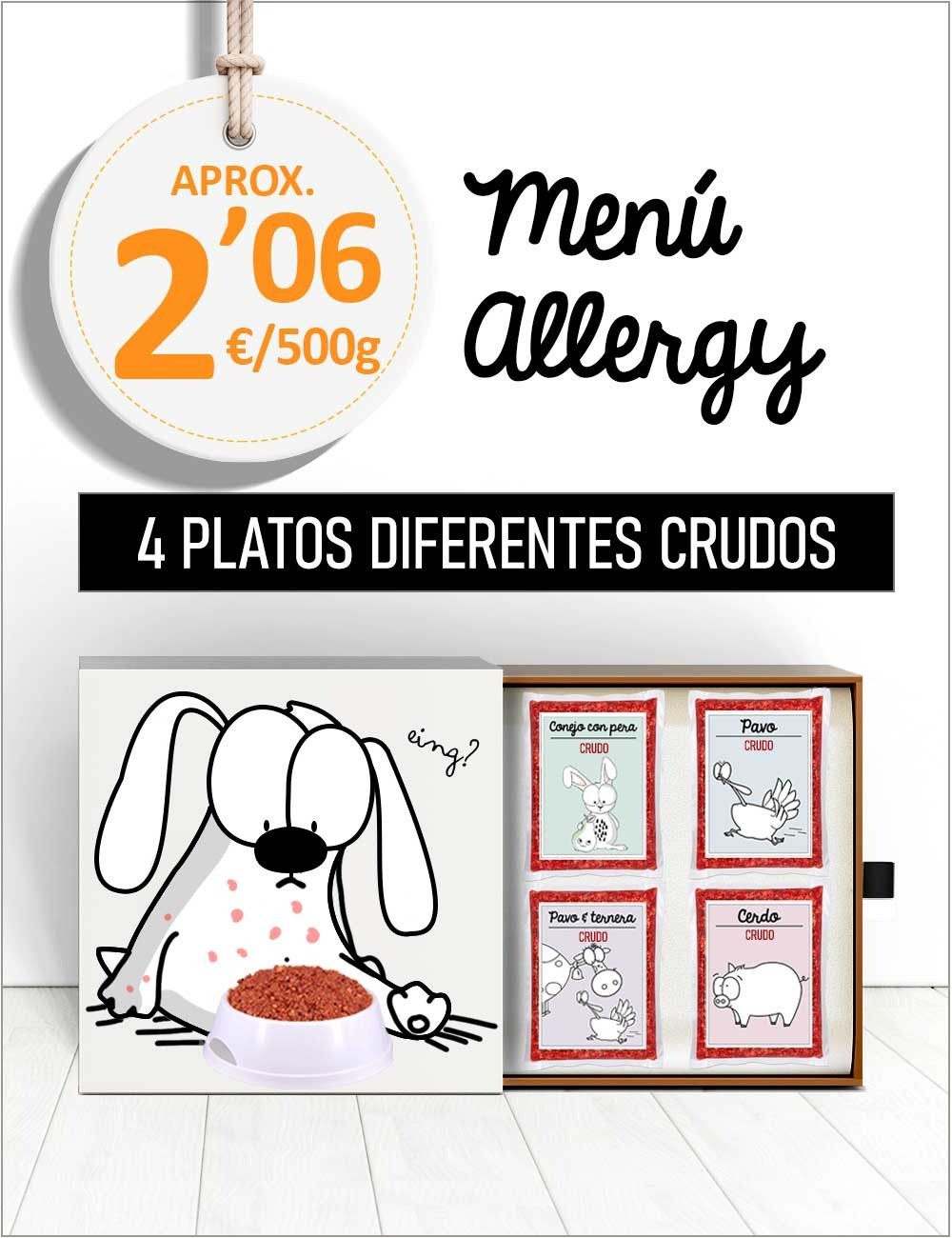 Menú Alergias Cutáneas CRUDO de 5 a 10kg GUAU AND CAT - 1