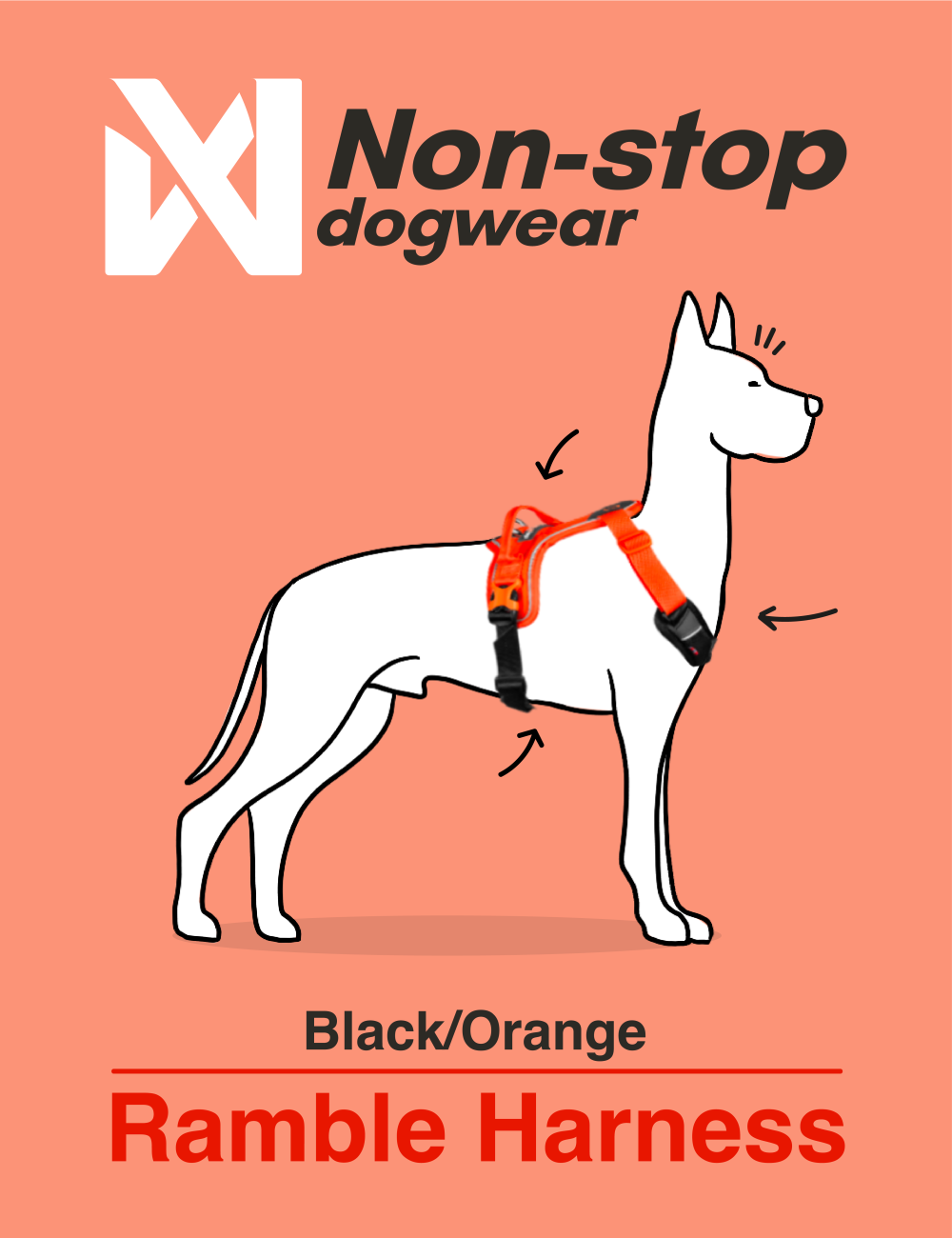 NON-STOP DOGWEAR RAMBLE HARNESS NEGRO/NARANJA