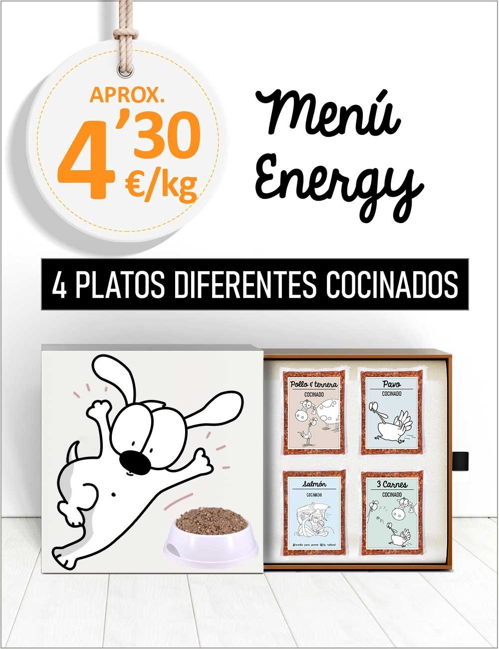 Menú Perros Activos COCINADO de 15 a 25kg